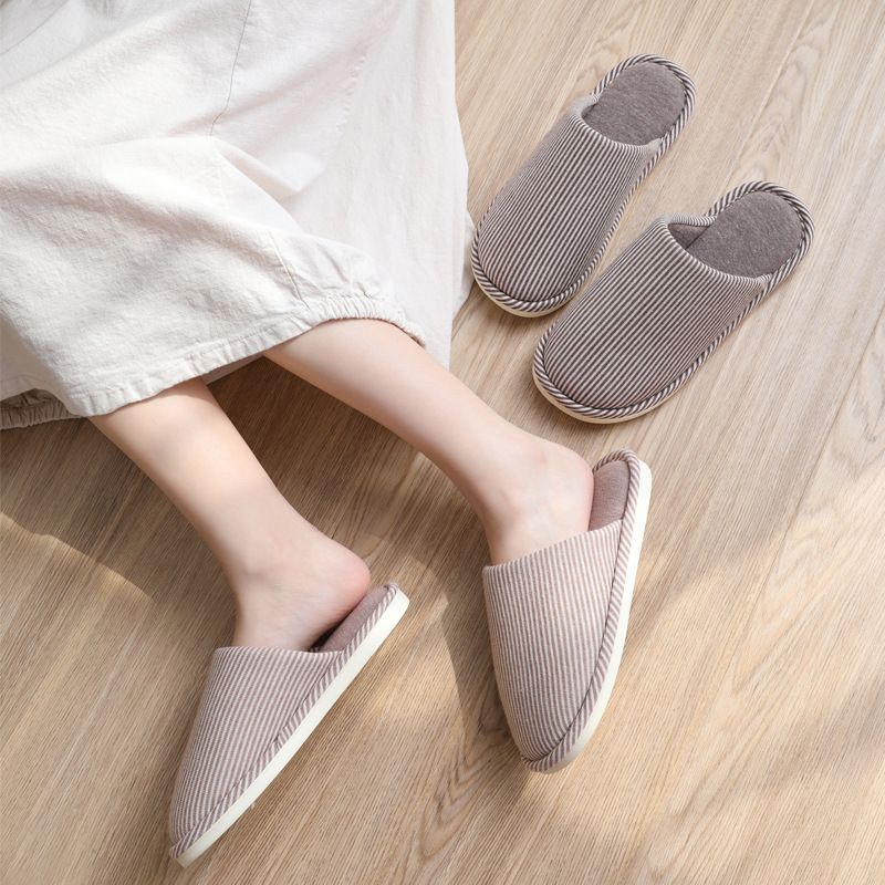 Scarpe da casa in stile giapponese, in cotone, per coppie, per stare al caldo in casa, con tacchi alti primaverili e autunnali, antiscivolo in EVA_voghion.com