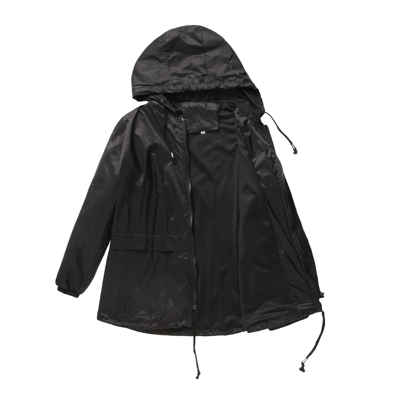 Dameskleding Nieuw lichtgewicht gaasjack met capuchon, buitenregenjas, kort windjack vest_voghion.com