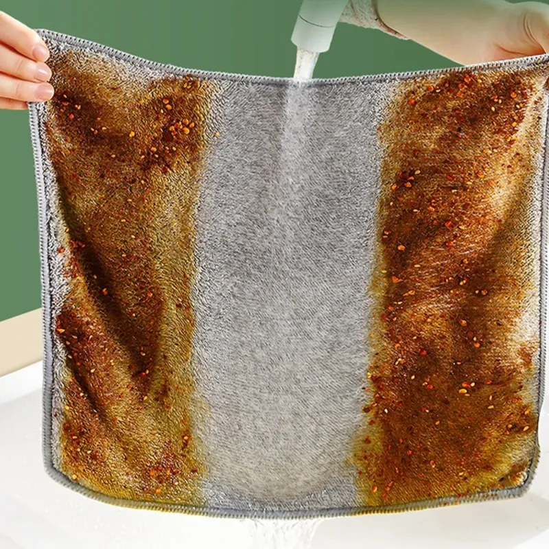 1/50 Stück graue, verdickte, super saugfähige Geschirrtücher aus Bambuskohle, ölabweisende Küchenreinigungstücher aus Mikrofaser_voghion.com