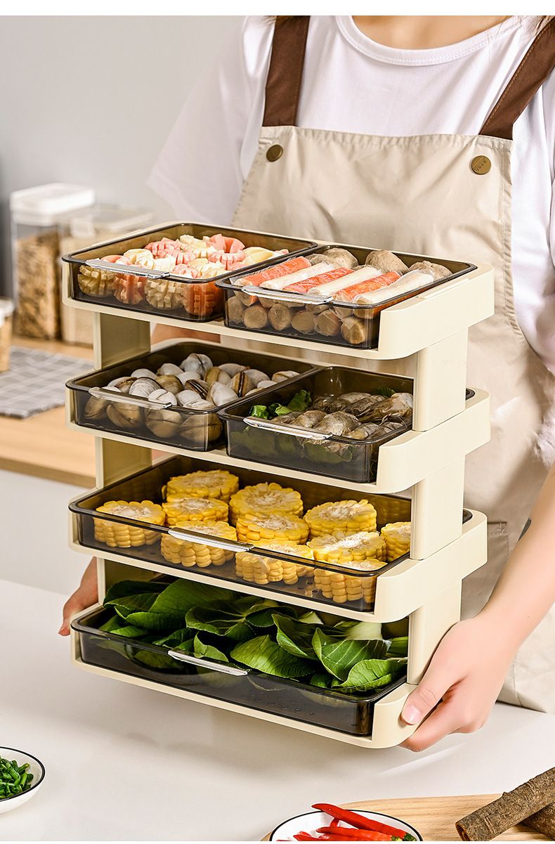 Kitchen Multi-Functional Side Multi-Layer Stackable Storage Tray Household Hot Pot Tray Wall-Mounted Spare Dish Tray_voghion.com