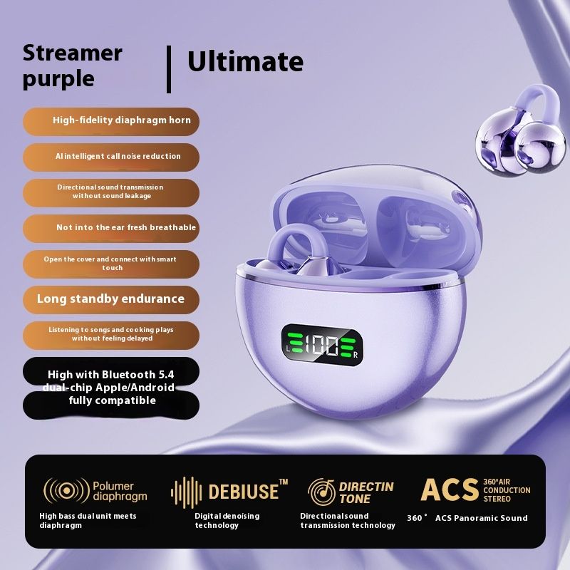 2025 New M79 Open Air Bone Conduction Bluetooth Wireless Clip On Long Range Noise Cancelling Earphone_voghion.com