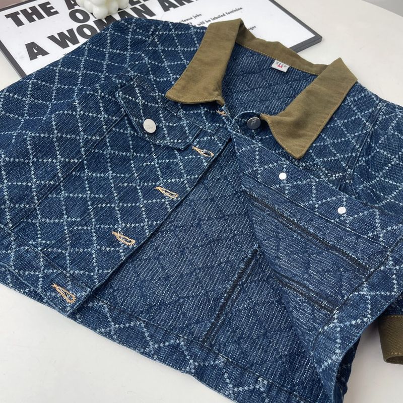 Conjunto de dos piezas de falda de abrigo corto de mezclilla estilo fragancia pequeña a la moda para mujer_voghion.com