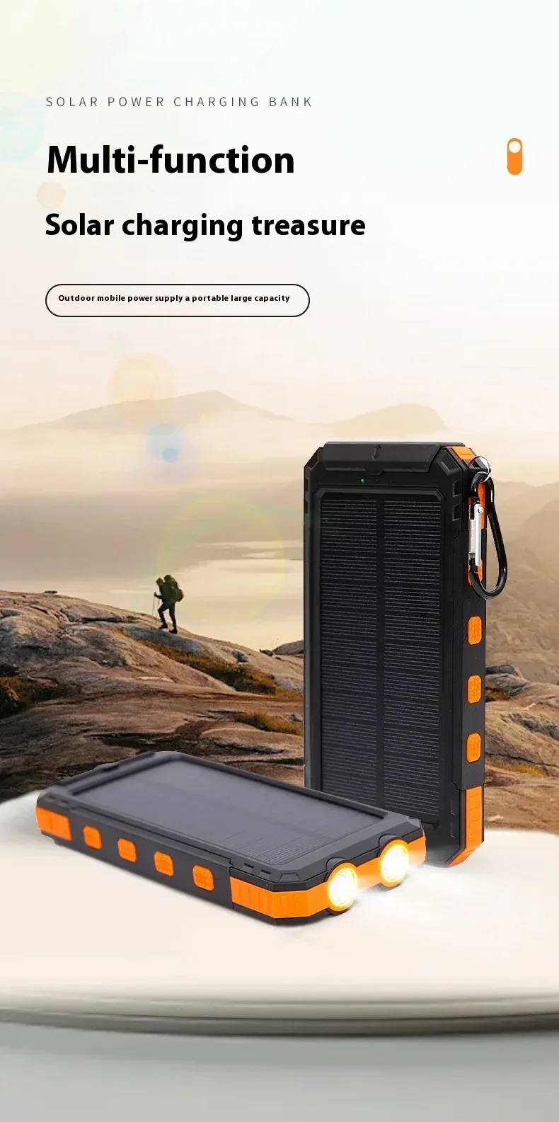 20000 MAh Solar-Po Large Capacity, Portable Charger, Compatible With IOS Android USB-A And USB-C Fast Charging_voghion.com