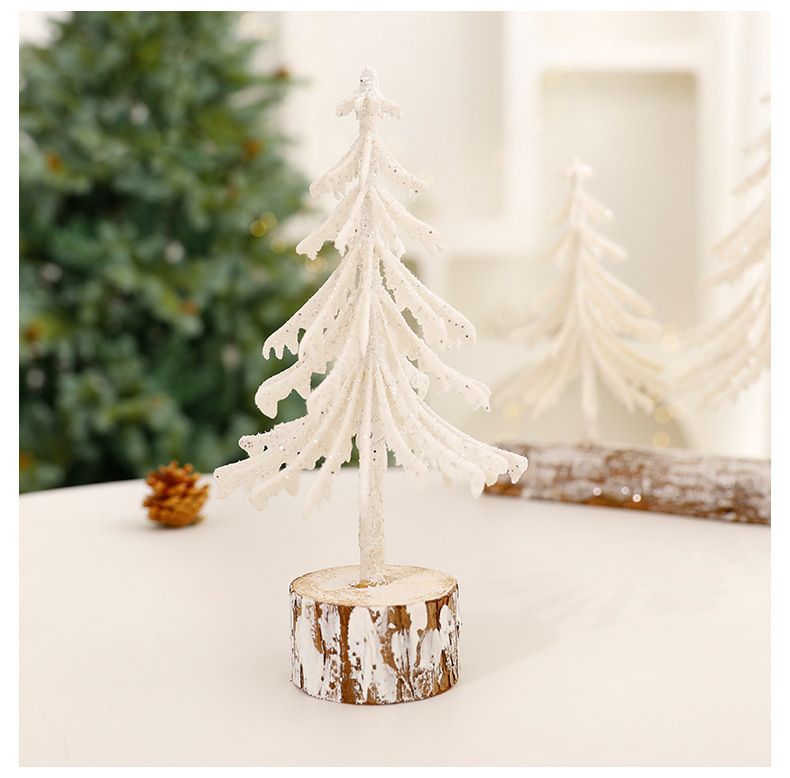 Christmas Mini Tree Ornaments European Creative White Desktop Tree Decorations_voghion.com