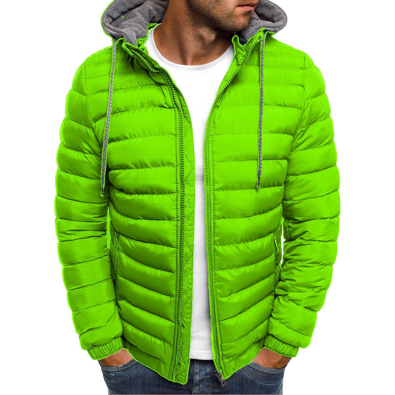 Manteau d'hiver 2021 en duvet pour homme, couleur unie, épais, ample, rembourré en coton, taille européenne_voghion.com