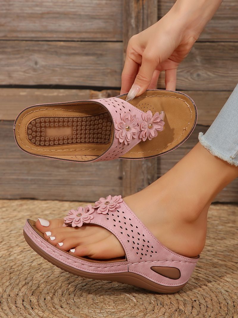 Women's Shoes Summer Flip Flops Flower Platform Bottom Slippers Large Size Casual Women's Rubber Sandals Flip Flops_voghion.com