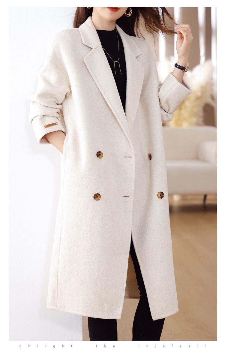 "Petite Wollmischungsmantel – Zweireihiger Trenchcoat in mittlerer Länge (M-4XL, Strukturierte Passform für Büro und Winterspaziergänge)"_voghion.com