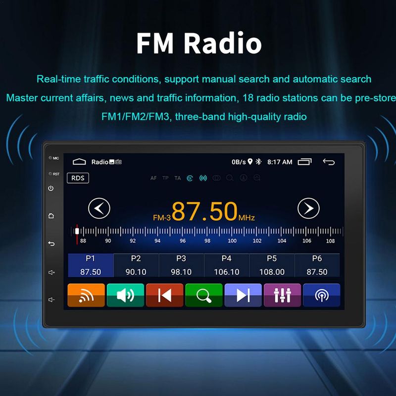 Dvostruki Din stereo uređaj za automobil s GPS navigacijom 7 inčni Android 10.1 zaslon osjetljiv na dodir Auto radio Video uređaj s Bluetoothom WiFi_voghion.com