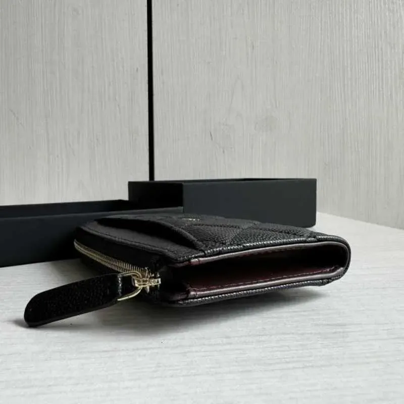 Designer Card Holders Caviar Cowhide Dia Grid Sheepskin Leather Ball Pattern Short Zipper Coin Purse Card Bag Small_voghion.com