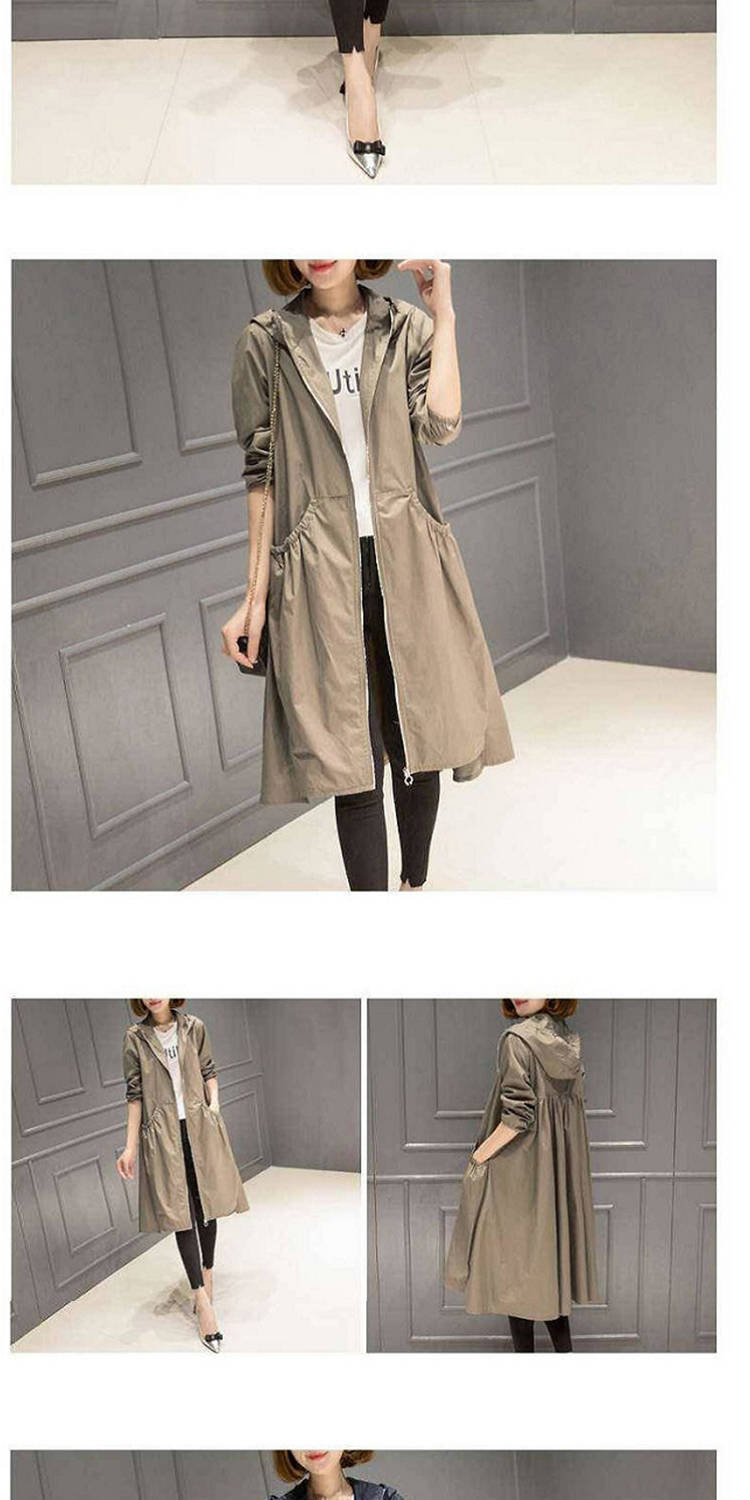 Damen-Trenchcoat, koreanischer dünner, großer Damen-Trenchcoat, mittellanger Damenmantel_voghion.com