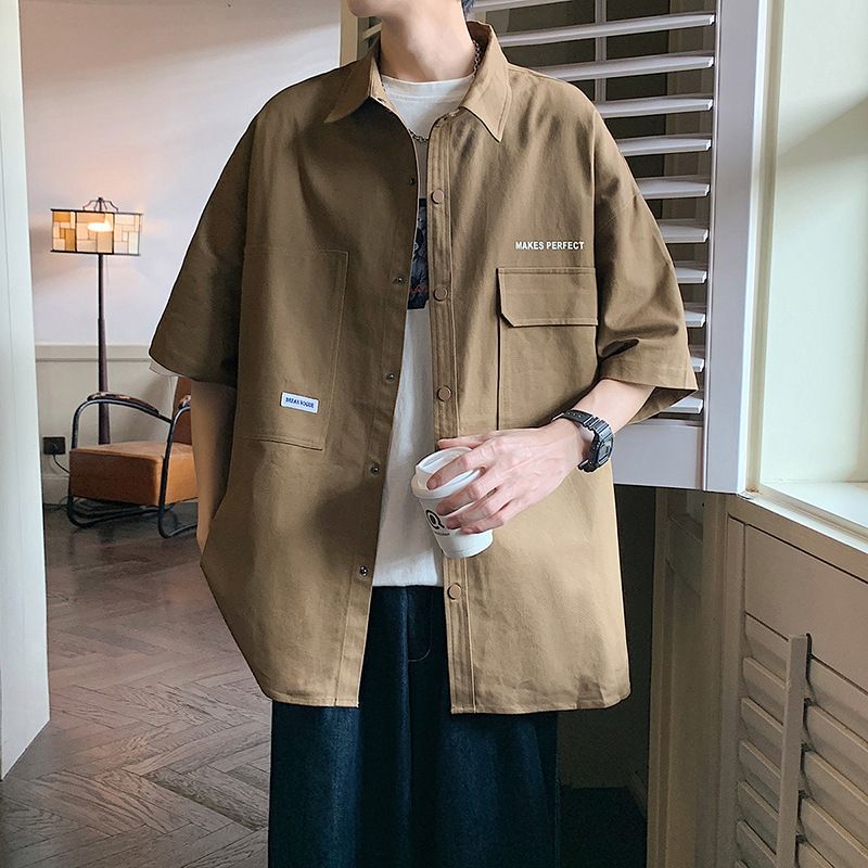 Loose Casual Versatile Workwear Short Sleeved Shirt For Men's New Style, Cool And Lightweight Summer Lining Jacket_voghion.com