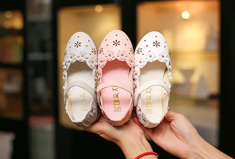 Bambini Bambino Bianco per Festa di Nozze Moda Principessa Scarpe in Pelle con Fondo Morbido Bambini Grandi Ragazze Fiore Appartamenti_voghion.com