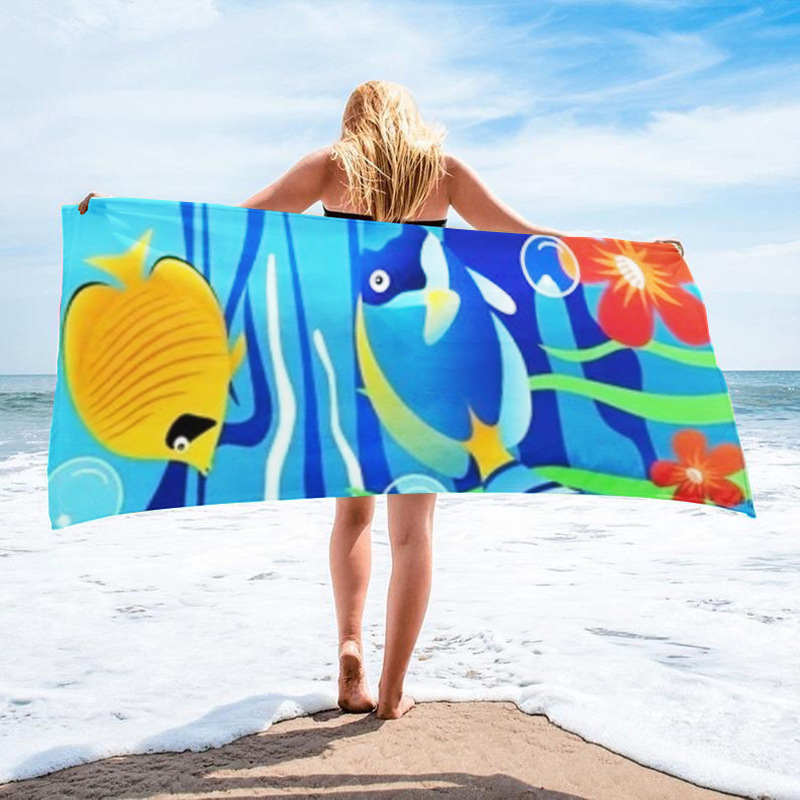 Bedrucktes Surfhandtuch, Strandtuch aus ultrafeinen Fasern, saugfähiges Strandtuch für Erwachsene_voghion.com