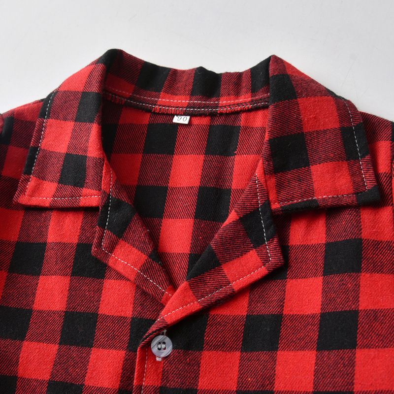 Ropa para niños Conjunto de pijamas para niños y niñas, ropa de casa a cuadros, ropa interior clásica cómoda, conjunto de dos piezas para niños_voghion.com