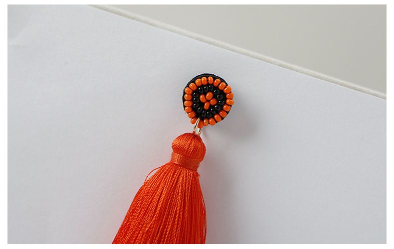 Dopamine colorful lightweight long multi layer tassel earrings high grade handmade DIY woven autumn and winter earrings_voghion.com