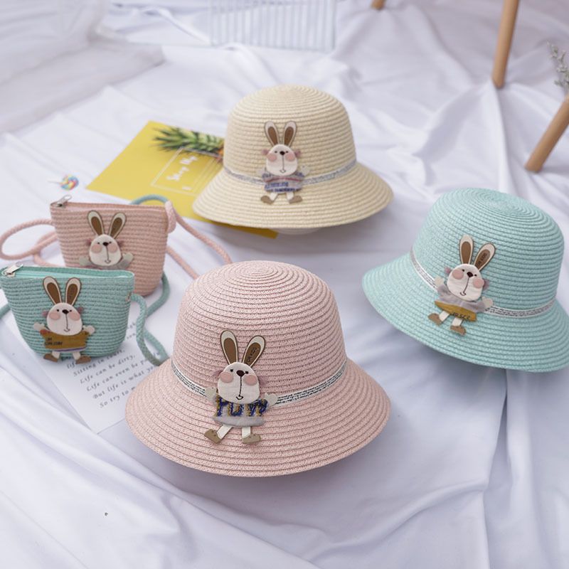 Nuova borsa per cappello da spiaggia per ragazza estiva con parasole per bambini, erba, simpatico cartone animato_voghion.com