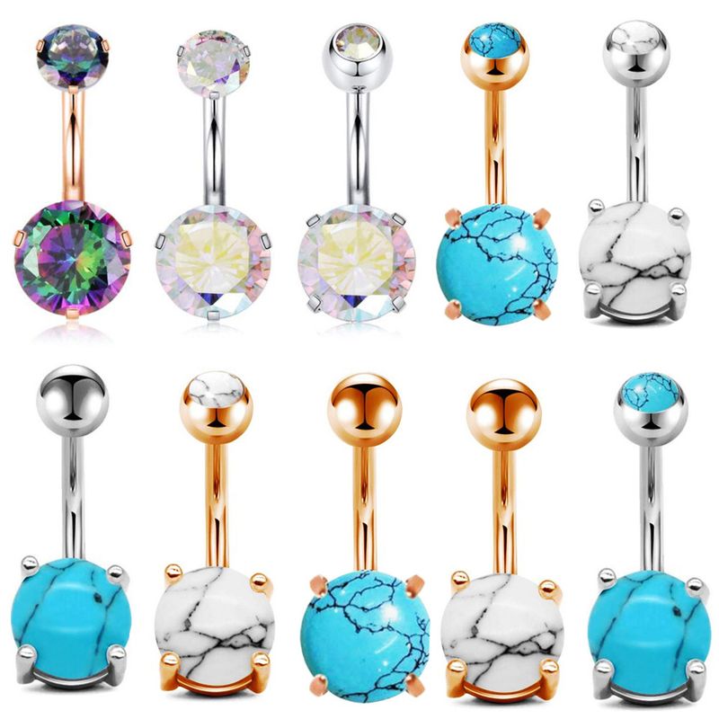 Set di zirconi per ombelico, piercing per il corpo umano, gioielli in acciaio inossidabile per piercing all'ombelico_voghion.com