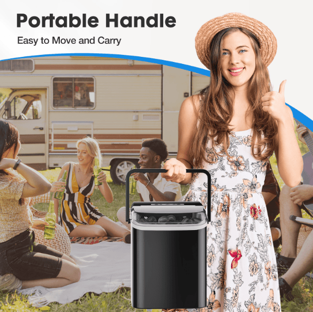 portable Ice Maker LED Display 120W 26 Lbs / 24h Automatic Cleaning, Small Household, Fast Refrigeration Thick Foam Layer Long Effect Ice, Bullets Round Ice, Automatic Closure_voghion.com