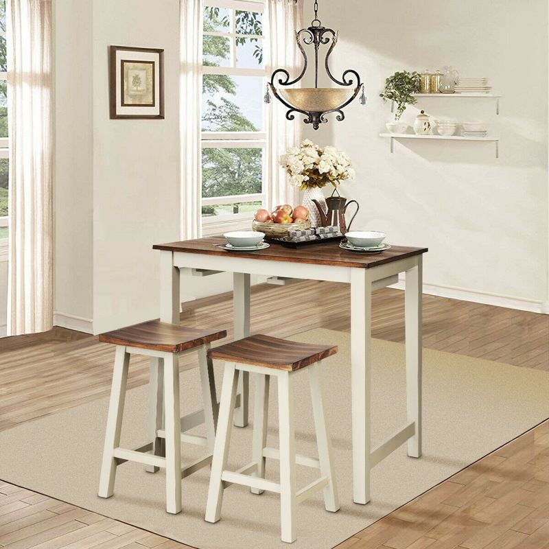 Counter Height Pub Table With 2 Saddle Bar Stools_voghion.com