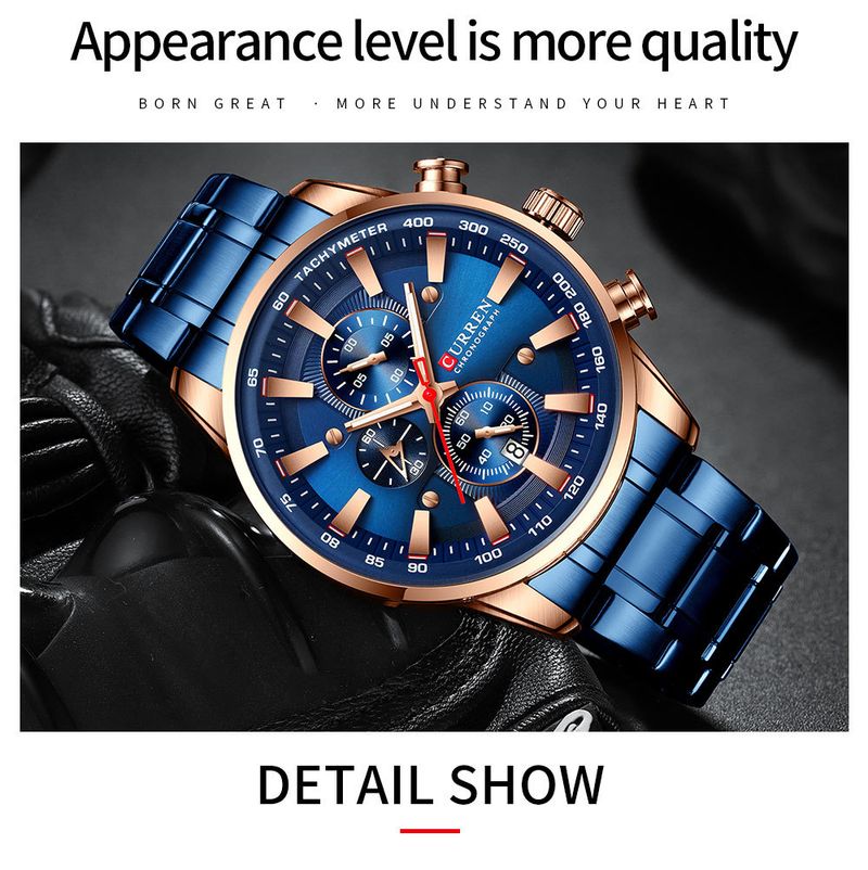 Curren 8351 Herren-Multifunktions-Quarzuhr mit Datumsanzeige, wasserdichte Armbanduhr mit rundem Zifferblatt für Business und Freizeit_voghion.com