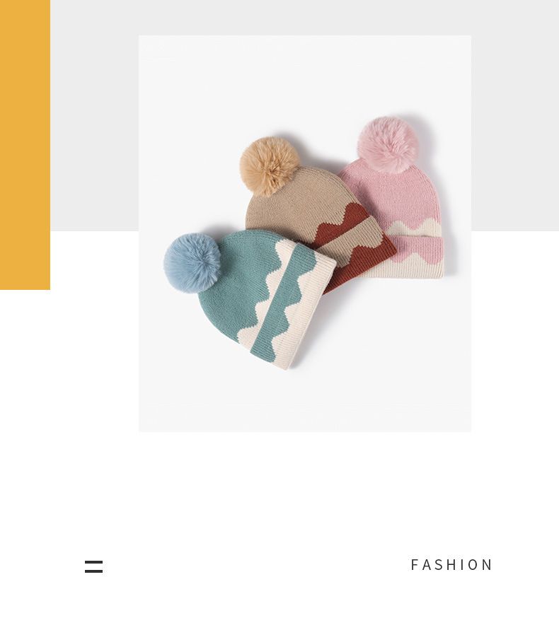 European And American Versatile Warm And Plush Thick Ball With Wool Women's Color Blocked Woolen Hat Fashionable And Simple Outdoor Knitted Hat_voghion.com