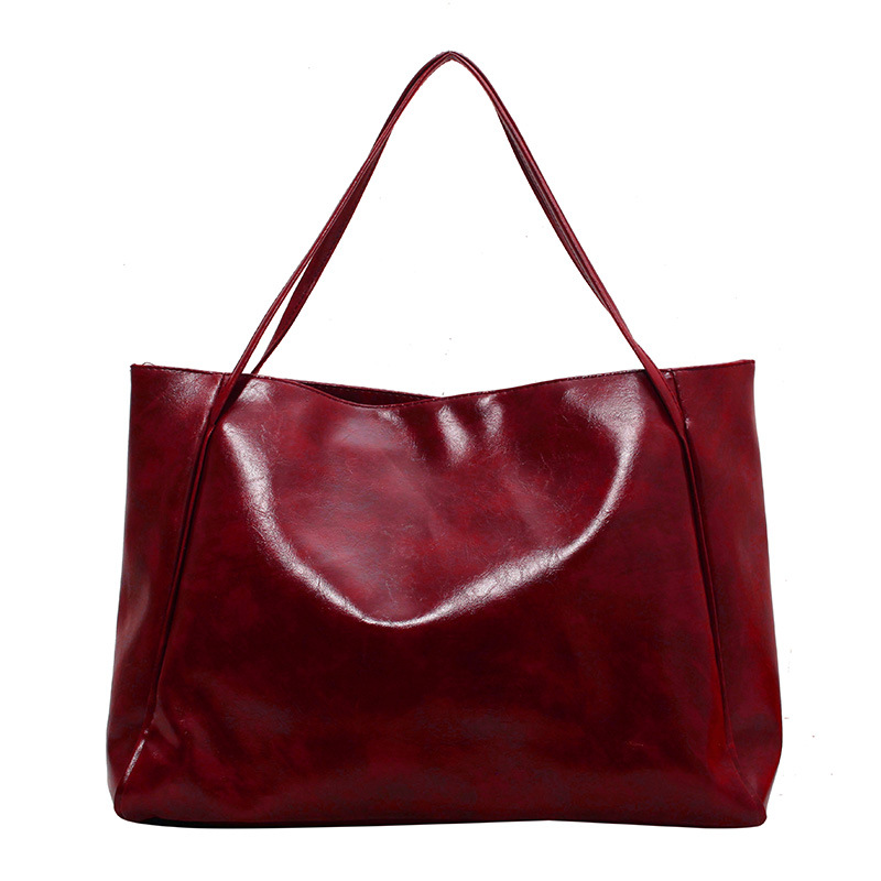 Borsa a tracolla in PU morbido di ispirazione vintage - Elegante borsa a tracolla con tracolla a catena, spaziosa e leggera per l'uso quotidiano (nero, beige, marrone, rosso)_voghion.com