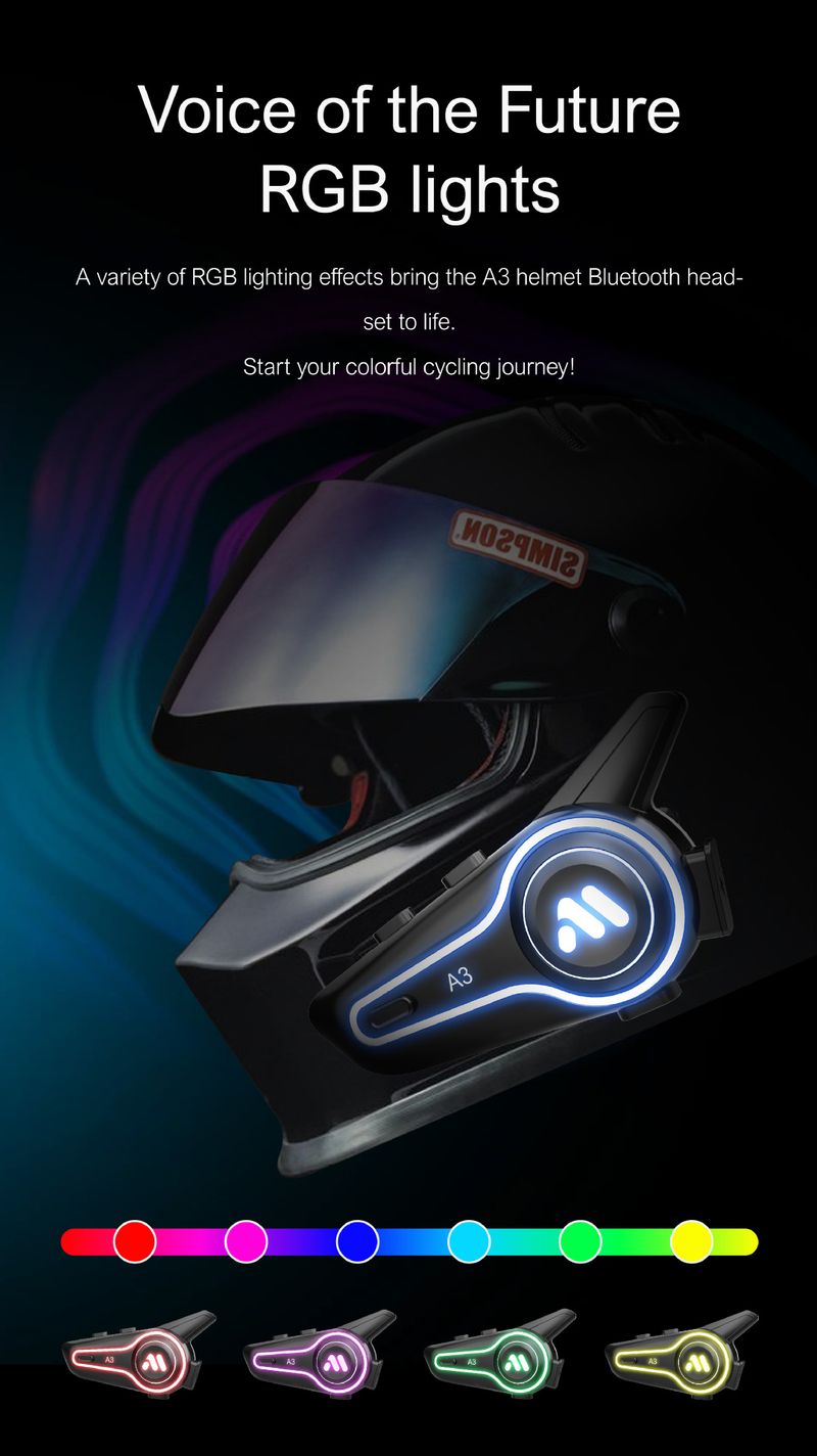 Motorcycle Bluetooth Headset With Rider Inner Full Half Helmet Voice Waterproof Ultra Long Battery Life A3 New Model_voghion.com