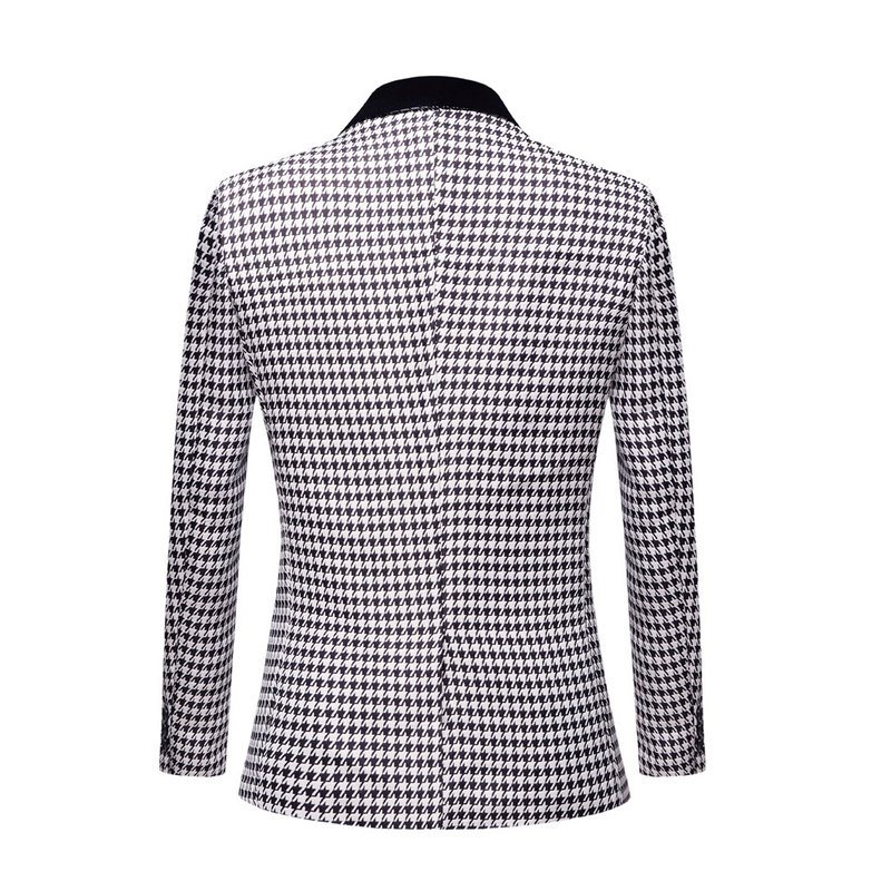 CT Black And White Houndstooth Men's Jacquard Suit Host Formal Wear Performance Outfit_voghion.com