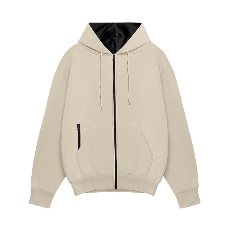 Felpa con cappuccio in pile da uomo - Pullover caldo ed elegante con numerose tasche per autunno e inverno (disponibile nelle taglie S-XXXL, nero/blu navy/kaki/grigio)_voghion.com