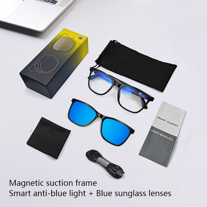 Pametne naočale Bluetooth naočale s plavim svjetlom, magnetske sunčane naočale, anti-ultraljubičaste, jedno ogledalo, višenamjenske, slušanje glazbe i upućivanje poziva_voghion.com