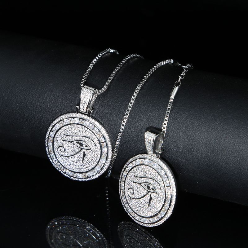 Collar de ojo redondo estilo hip hop, joyería moderna, colgante de una pieza._voghion.com