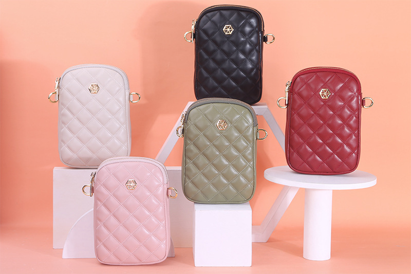 BOISEEN borsa per cellulare borsa piccola a rombo femminile borsa a tracolla con cerniera a doppio strato portamonete verticale da donna_voghion.com