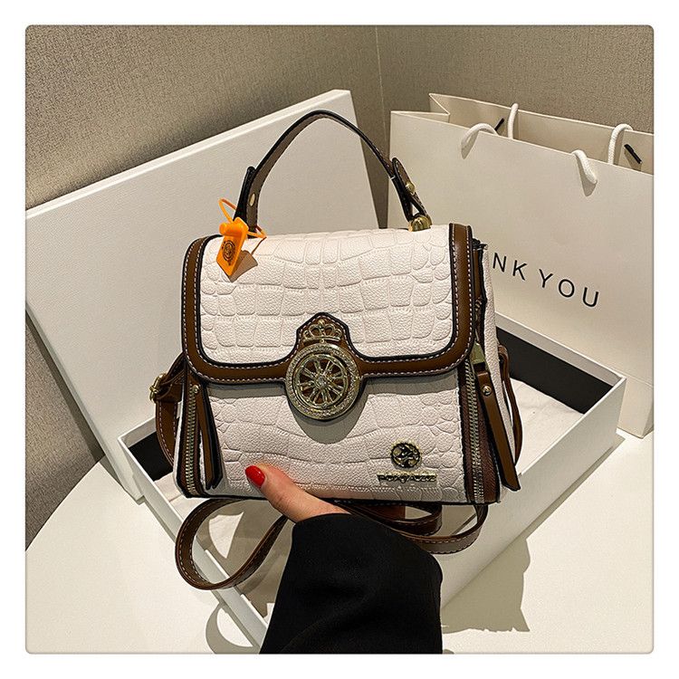 Handheld women's 2024 new high texture versatile simple shoulder crocodile pattern large capacity crossbody bag_voghion.com