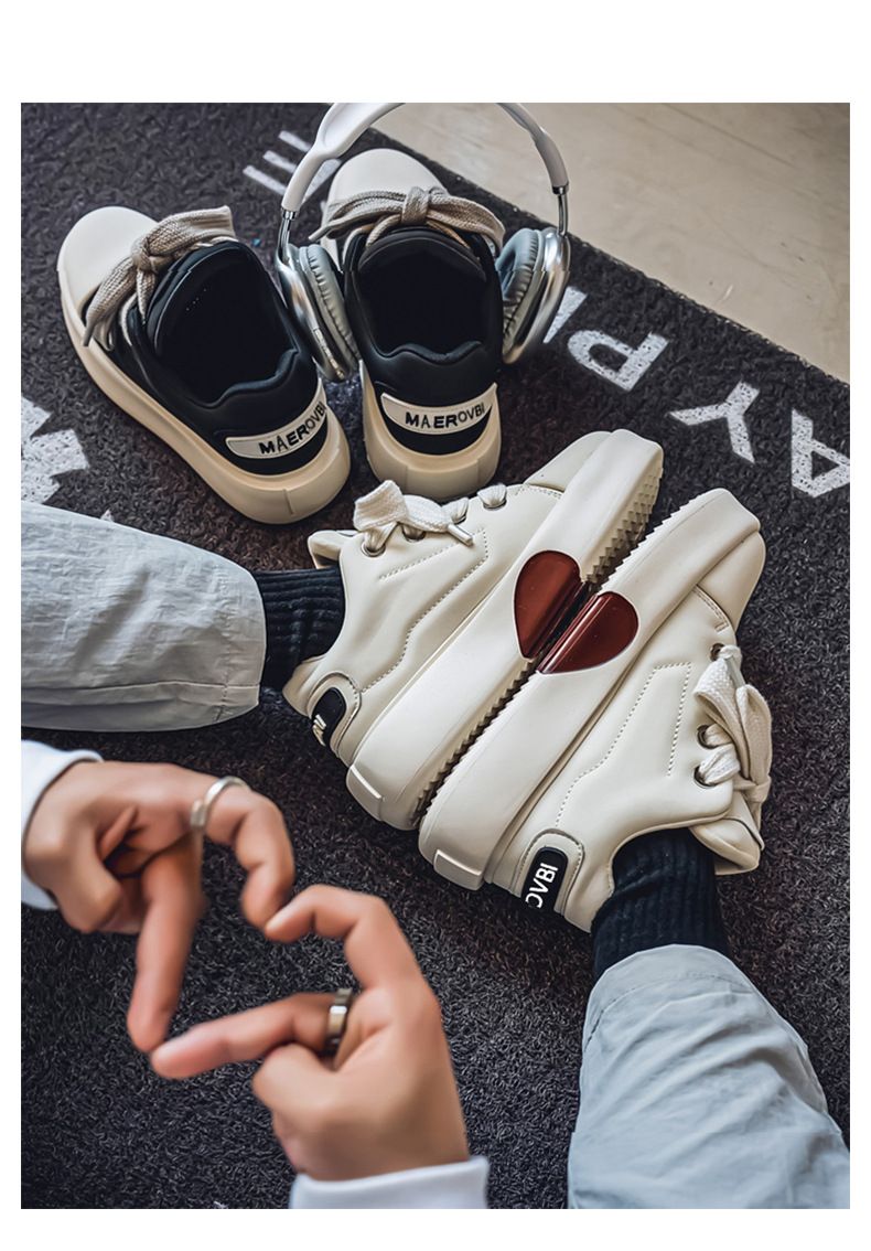 Herren Winter Niche Hundred Casual Big Toe Breadboard Dicke Unterseite Erhöhung weiße Schuhe tragen bequem_voghion.com