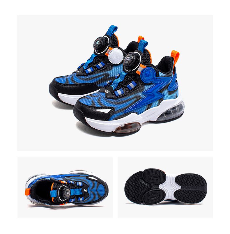 child's shoes Rotary button basketball shoes Boys fall mesh air cushion sneakers_voghion.com