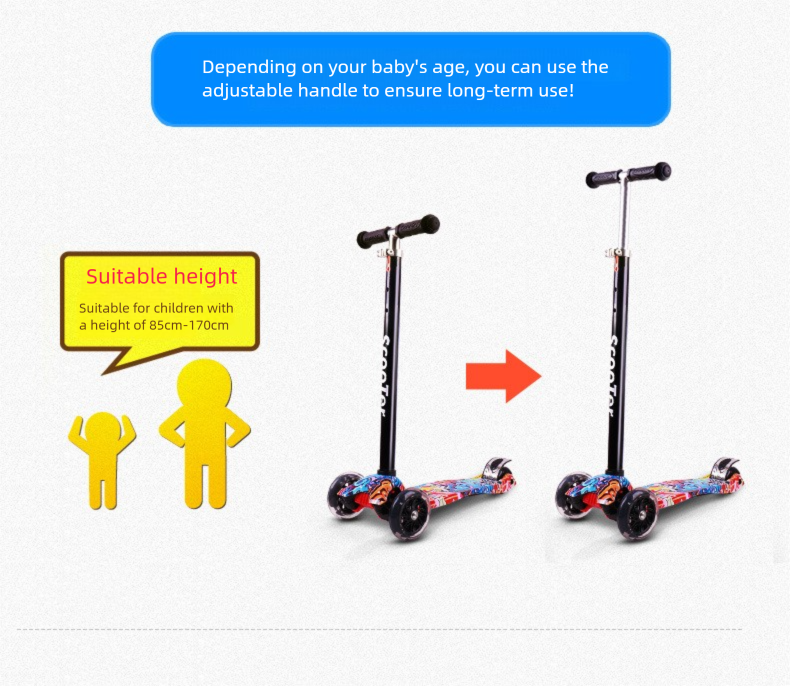 Gelingtong Graffiti Scooter 3-6-8 Jahre alt Vierrad blinkendes Kinderfahrrad abnehmbar_voghion.com