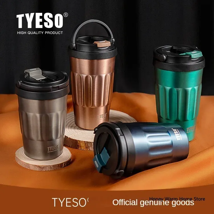 TYESO Thermos Borracce Sottovuoto 400ml/500ml Tazza Isolata in Acciaio Inox 304 Originale Bicchiere per Auto Caffè Freddo e Caldo_voghion.com