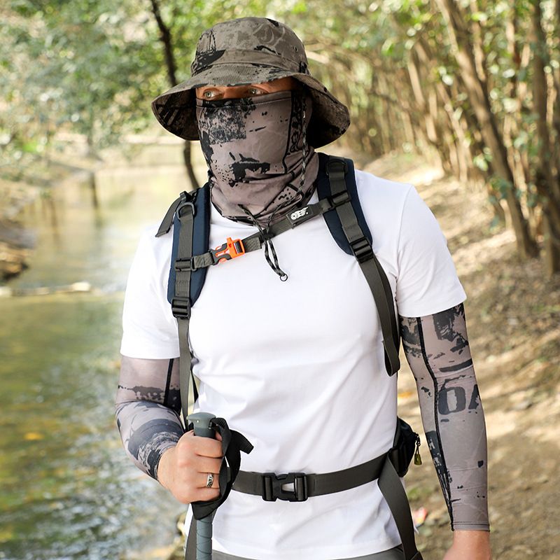 Men's Multi-Functional UV Protection Neck Gaiter & Arm Sleeves Set - UPF 50+ Cooling & Breathable For Cycling, Hiking, Fishing_voghion.com