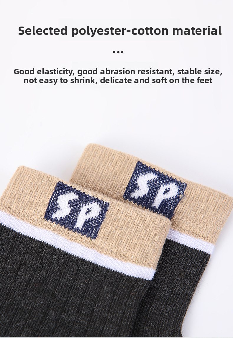 Autumn Winter Mid-Calf Versatile Breathable Sports Casual SP Letter Cotton Business Simple Men's Socks_voghion.com
