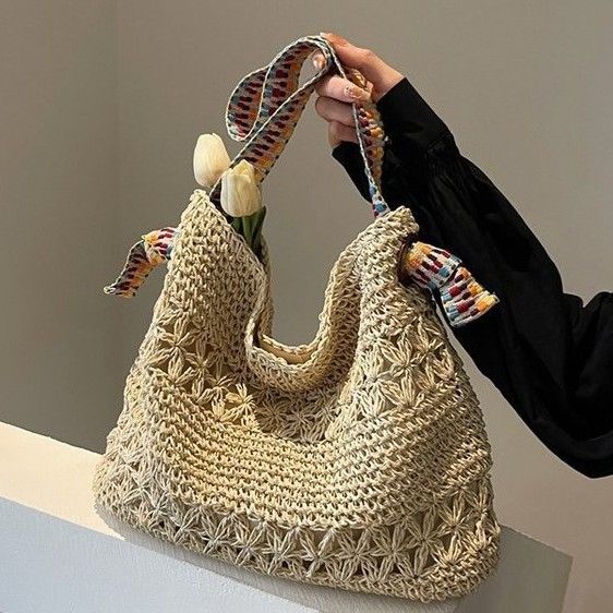 Borsa a tracolla grande in paglia bohémien per donna, estate 2025, nuova borsa a tracolla intrecciata per le vacanze in spiaggia_voghion.com