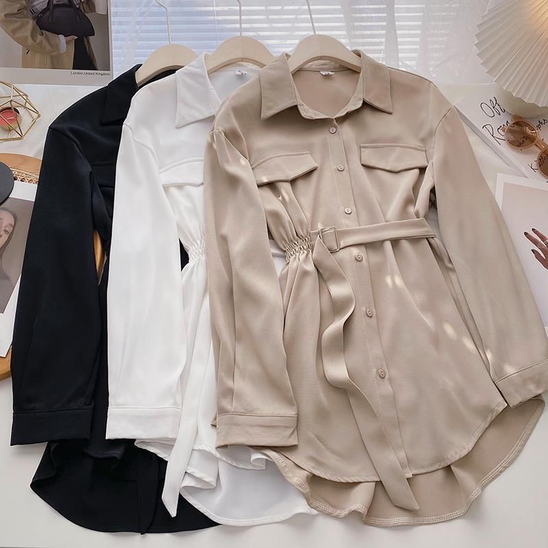 Maglietta a maniche lunghe per donna, sottile ed elegante, lunghezza media, nuovo stile per l'inverno, design di nicchia, top con lacci_voghion.com