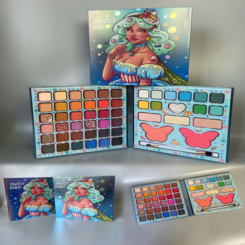 52-Color Princess Eyeshadow Palette With Matte & Shimmer, Blush, Highlight - All-in-One Makeup Palette For Girls_voghion.com