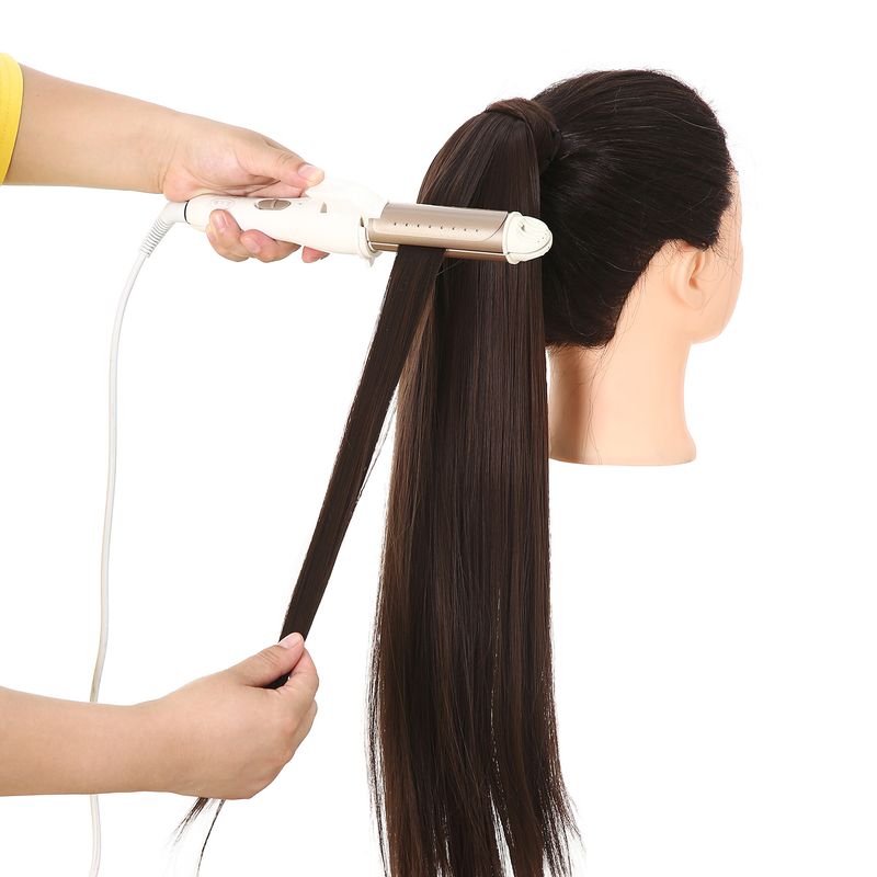 Velcro Horsetail Realistico Opaco Seta Lunga Parrucca Liscia Equiseto Parrucca Avvolgente Velcro Donna Capelli Lisci_voghion.com
