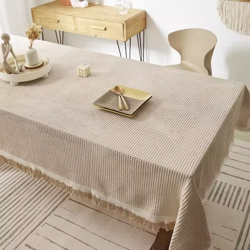 Cotton And Linen Tablecloth Fabric, Lightweight Solid Color Tablecloth_voghion.com