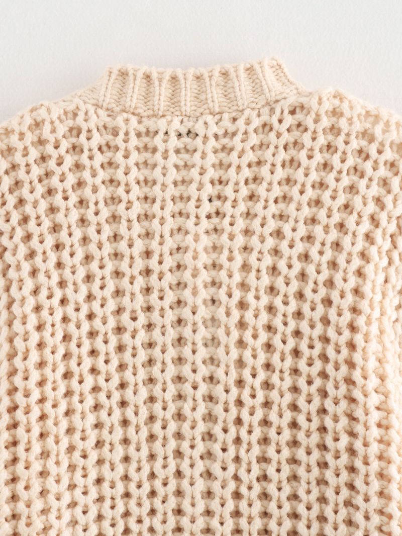 Kuscheliger Oversize-Strickpullover – Grobstrick mit Zopfmuster, offene Vorderseite, lässiger Langarm-Wickelpullover – Streetwear-Chic (mehrere Farben/Größen)_voghion.com