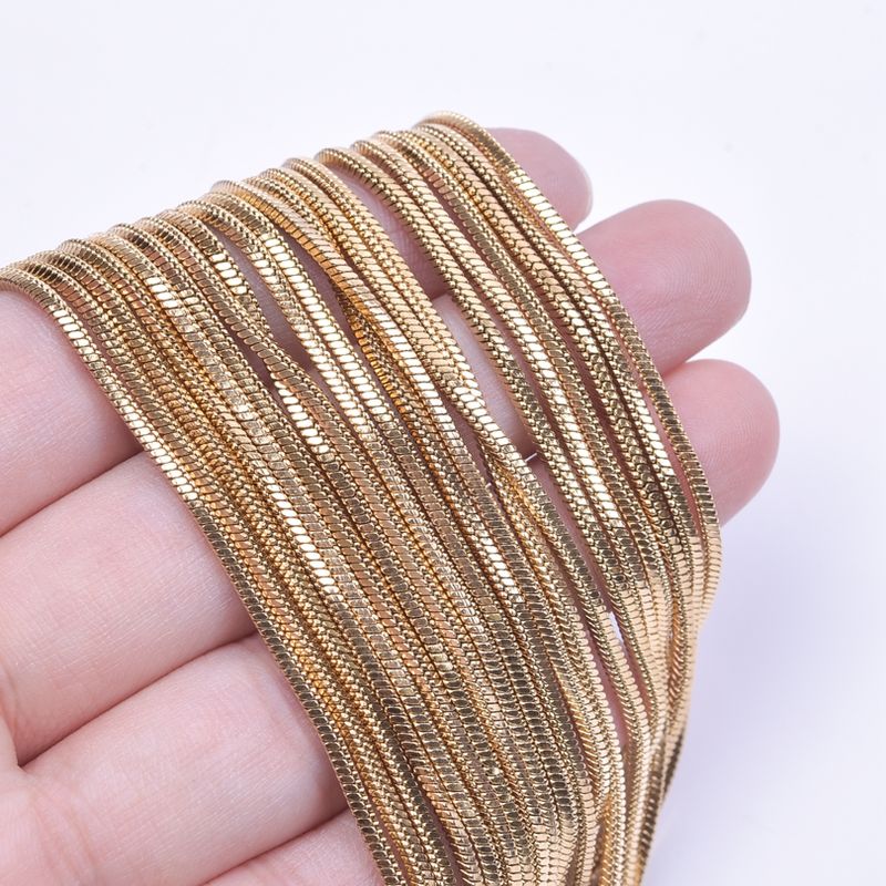 Klar lager 1/5/10 stk 45-60 cm Firkantet Snake Chain Halskjede DIY Smykker Making Supplies Gullfarge Rustfrie stålkjeder for kvinner_voghion.com