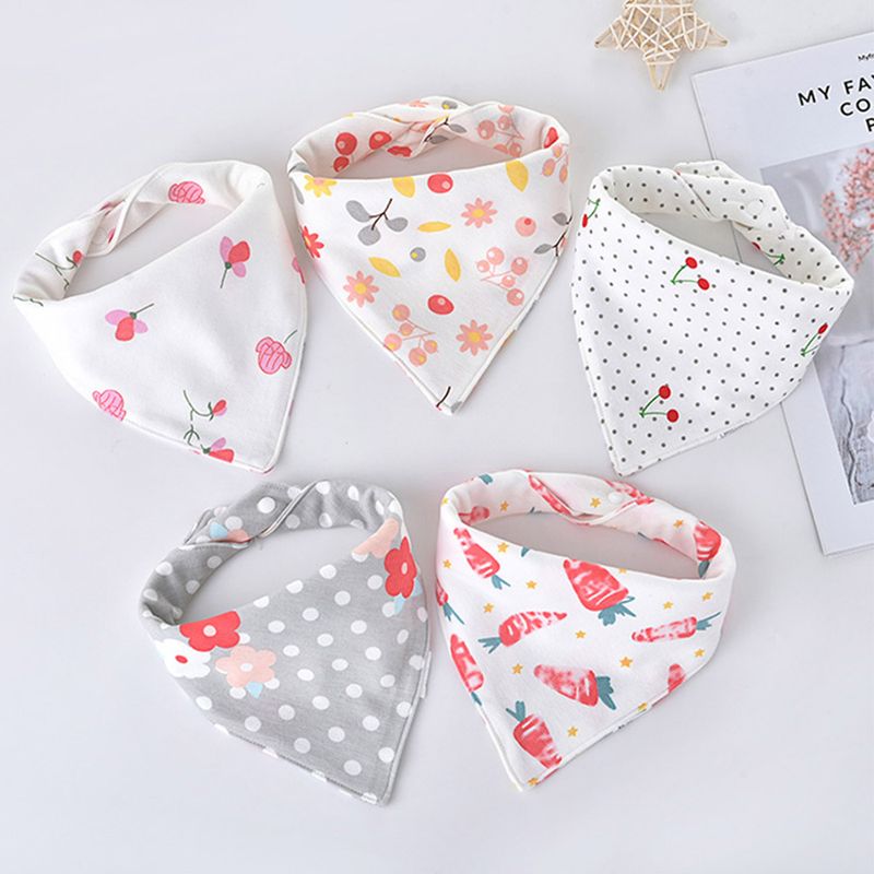 5 kom/lot dječjih podbradnika s trokutastim dvostrukim pamučnim podbradnicima s crtanim printom, ručnikom za slinu, pregačom za hranjenje za dječake i djevojčice, pamučnim bandana podbradnicima_voghion.com