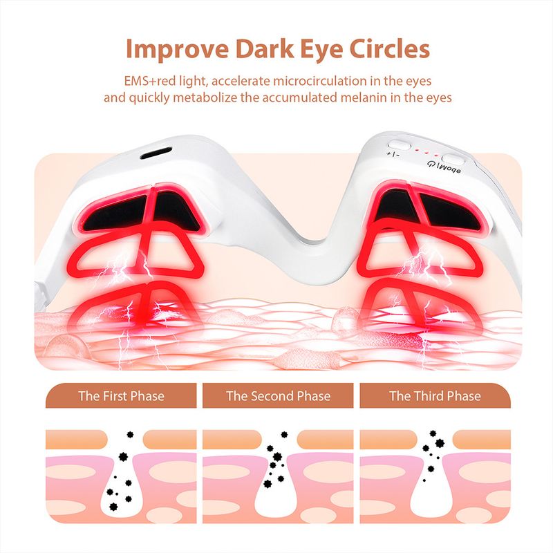 Masajeador de microcorriente EMS con luz roja para reducir las ojeras y la apariencia de los ojos (2025)_voghion.com