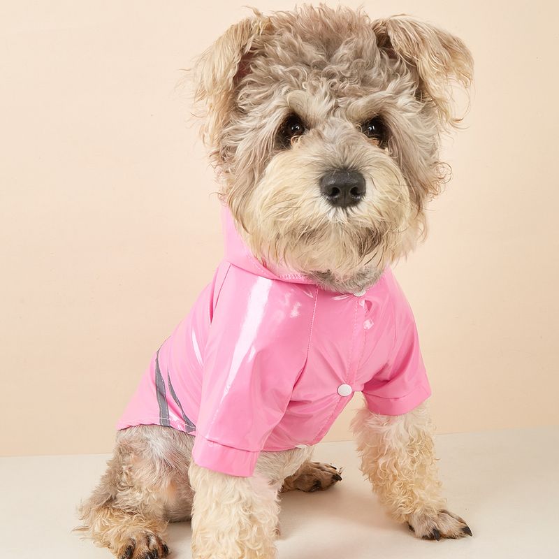 Dog Raincoat PU With Reflective Strips Hooded Outdoor Teddy Bichon Pet Hot Sale_voghion.com