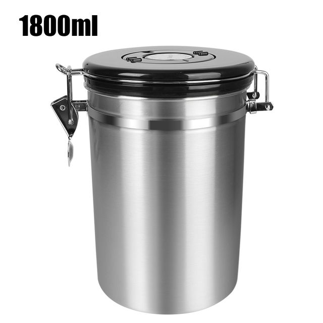 Pojemnik na kawę z zaworem CO2 Premium do ziaren kawy, hermetyczna pokrywa, zachowuje świeżość, pojemnik do przechowywania ze stali nierdzewnej_voghion.com